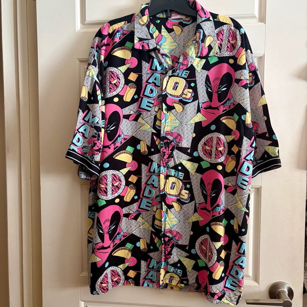 RARE Vintage Deadpool “Made in the 90s” Men’s Button-Up Shirt – Large - Picture 2 of 11